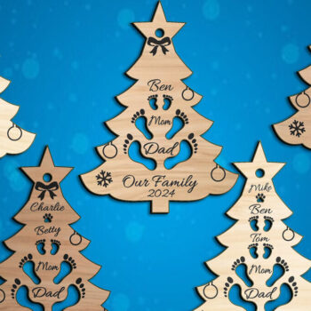 Intra απο ξύλο plywood 3mm-4mm πάχος 5 Διακοπές οικογενειακού χριστουγεννιάτικου δέντρου Δίασταση 8x8 cm INTRAFABR-109039233 - Image 3