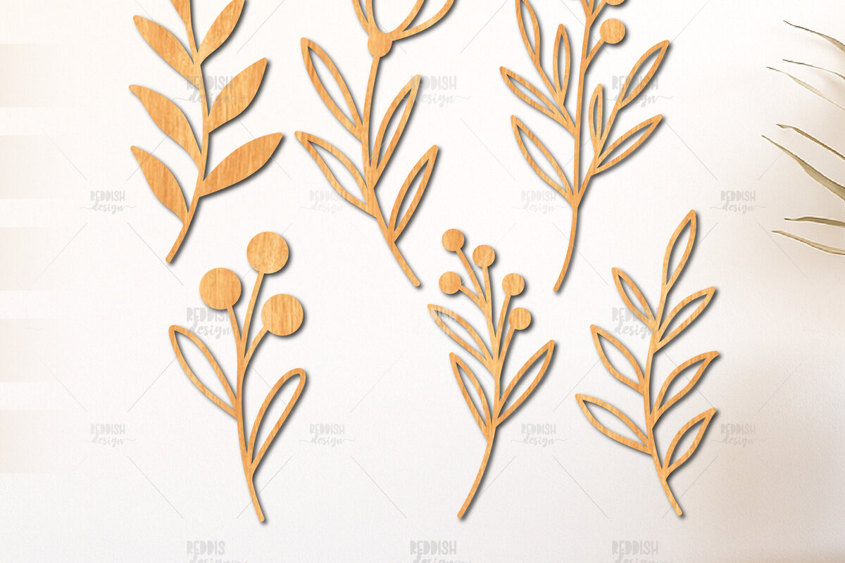 Intra απο ξύλο plywood 3mm-4mm πάχος 6 Botanical Florals Wall Art Δίασταση 40x40 cm INTRAFABR-124968784
