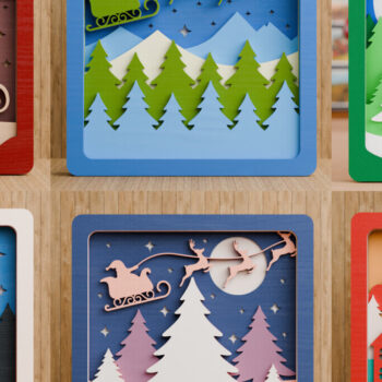 Intra απο ξύλο plywood 3mm-4mm πάχος 6 Χριστουγεννιάτικη Σκηνή 3D Πολυεπίπεδη δέσμη Δίασταση 20x30 cm INTRAFABR-106948662 - Image 1