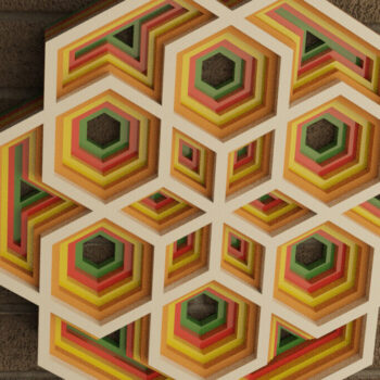 Intra απο ξύλο plywood 3mm-4mm πάχος Στολίδι 6 Εξάγωνα Δίασταση 8x8 cm INTRAFABR-113657120 - Image 1