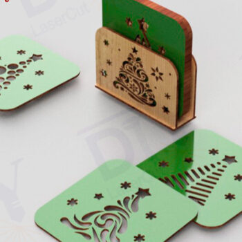 Intra απο ξύλο plywood 3mm-4mm πάχος Χριστουγεννιάτικο σουβέρ για κύπελλα 6 τμχ Δίασταση 15x15 cm INTRAFABR-109614842 - Image 1