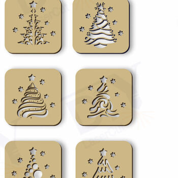 Intra απο ξύλο plywood 3mm-4mm πάχος Χριστουγεννιάτικο σουβέρ για κύπελλα 6 τμχ Δίασταση 15x15 cm INTRAFABR-109614842 - Image 3