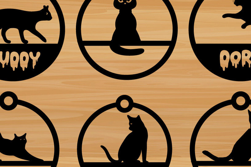 Intra απο ξύλο plywood 3mm-4mm πάχος 6Σετ Χριστουγεννιάτικο Στολίδι Γάτας  Metal Δίασταση 8x8 cm INTRAFABR-75340498