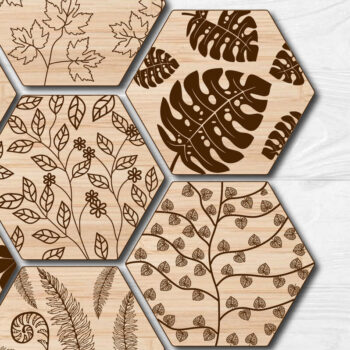 Intra απο ξύλο plywood 3mm-4mm πάχος Σουβέρ με 7 εξάγωνα φύλλα Δίασταση 15x15 cm INTRAFABR-66931460 - Image 1