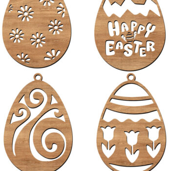 Intra απο ξύλο plywood 3mm-4mm πάχος 8 Αφηρημένη στολίδι πασχαλινών αυγών Δίασταση 10x10 cm INTRAFABR-112682013 - Image 1