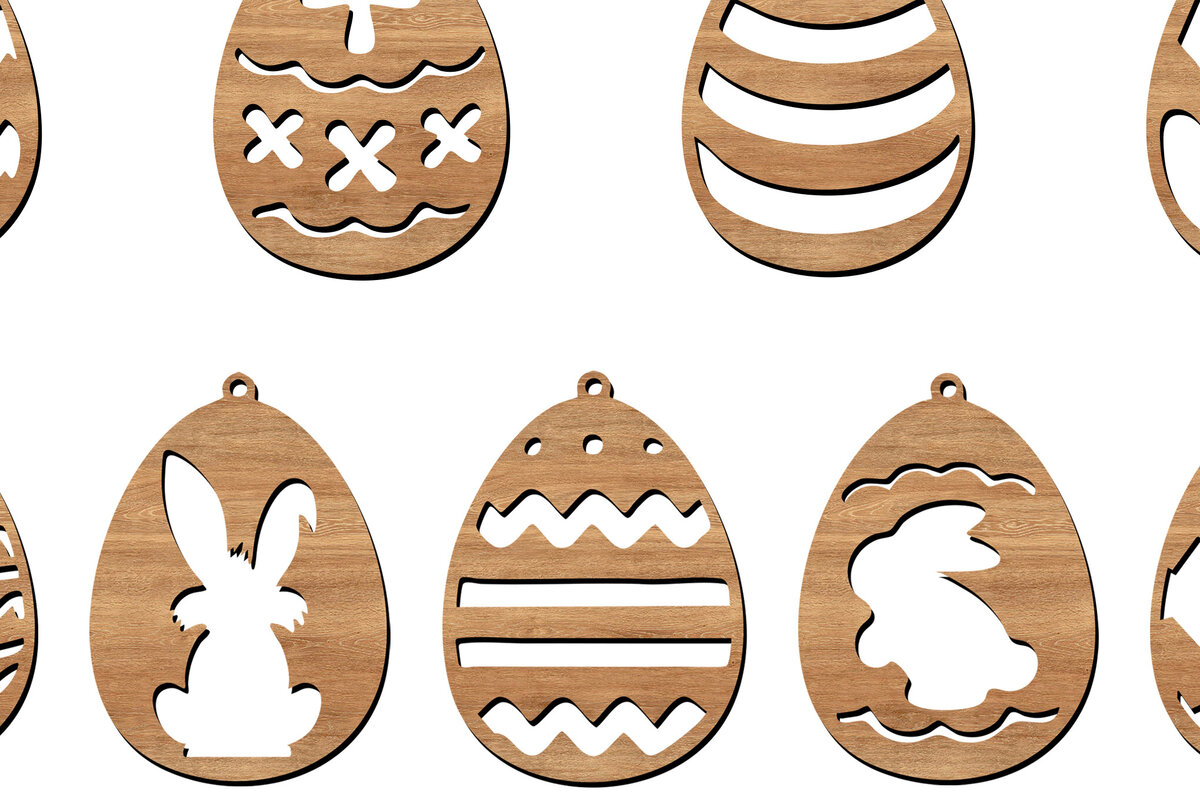 Intra απο ξύλο plywood 3mm-4mm πάχος 8 Πασχαλινά αυγά κομμένα με λέιζερ σχέδια στολίδι Δίασταση 8x8 cm INTRAFABR-113040697