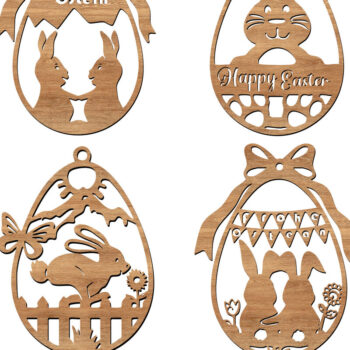 Intra απο ξύλο plywood 3mm-4mm πάχος 8 Πασχαλινά αυγά στολίδι Σχέδια κοπής με λέιζερ Δίασταση 10x10 cm INTRAFABR-112682084 - Image 1