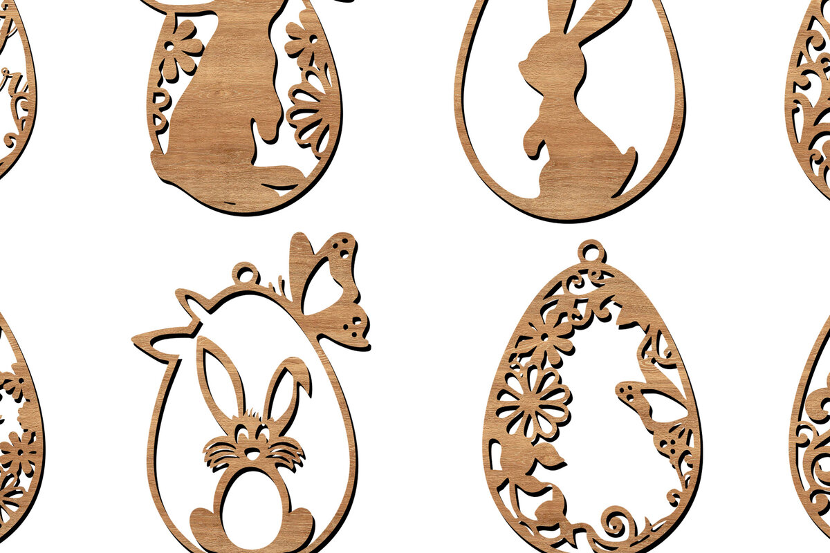 Intra απο ξύλο plywood 3mm-4mm πάχος 8 Σχέδια φλοράλ πασχαλινών αυγών κομμένα με λέιζερ Δίασταση 8x8 cm INTRAFABR-113040681