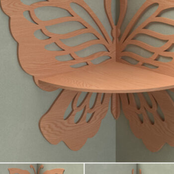 Intra απο ξύλο plywood 3mm-4mm πάχος 9 Σχέδια γωνιακών ραφιών πεταλούδας – Δίασταση 15x15 cm INTRAFABR-119044530 - Image 1