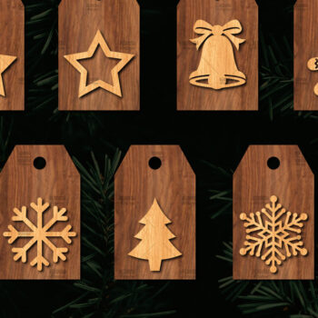 Intra απο ξύλο plywood 3mm-4mm πάχος 9 Χριστουγεννιάτικο δώρο ετικέτας Δίασταση 15x15 cm INTRAFABR-113221335 - Image 1