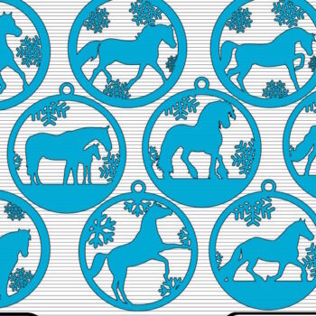 Intra απο ξύλο plywood 3mm-4mm πάχος 9 Χριστουγεννιάτικα στολίδια αλόγων - Δίασταση 8x8 cm INTRAFABR-49660226 - Image 1