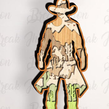 Intra απο ξύλο plywood 3mm-4mm πάχος 9 Layer Cowboy Art Piece για το Glowforge Δίασταση 15x15 cm INTRAFABR-113327274 - Image 1