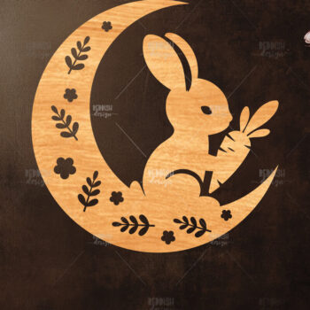 Intra απο ξύλο plywood 3mm-4mm πάχος Σχέδιο κοπής με λέιζερ 9 Moon Bunny Δίασταση 15x15 cm INTRAFABR-118882410 - Image 3