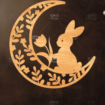 Intra απο ξύλο plywood 3mm-4mm πάχος Σχέδιο κοπής με λέιζερ 9 Moon Bunny Δίασταση 15x15 cm INTRAFABR-118882410 - Image 4