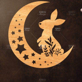 Intra απο ξύλο plywood 3mm-4mm πάχος Σχέδιο κοπής με λέιζερ 9 Moon Bunny Δίασταση 15x15 cm INTRAFABR-118882410 - Image 5