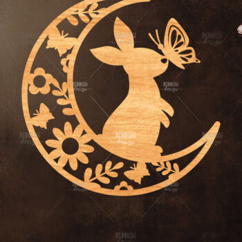 Intra απο ξύλο plywood 3mm-4mm πάχος Σχέδιο κοπής με λέιζερ 9 Moon Bunny Δίασταση 15x15 cm INTRAFABR-118882410 - Image 6