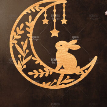 Intra απο ξύλο plywood 3mm-4mm πάχος Σχέδιο κοπής με λέιζερ 9 Moon Bunny Δίασταση 15x15 cm INTRAFABR-118882410 - Image 7