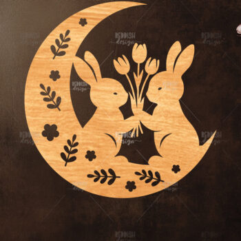 Intra απο ξύλο plywood 3mm-4mm πάχος Σχέδιο κοπής με λέιζερ 9 Moon Bunny Δίασταση 15x15 cm INTRAFABR-118882410 - Image 8