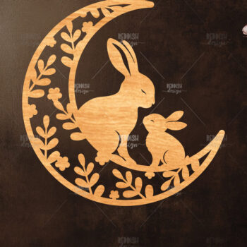 Intra απο ξύλο plywood 3mm-4mm πάχος Σχέδιο κοπής με λέιζερ 9 Moon Bunny Δίασταση 15x15 cm INTRAFABR-118882410 - Image 10