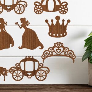 Intra απο ξύλο plywood 3mm-4mm πάχος 9 Σχέδια αποκοπής με θέμα Princess,  Δίασταση 30x20 cm INTRAFABR-76034766