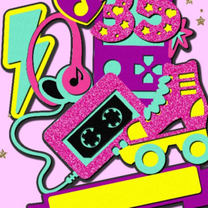Intra απο ξύλο plywood 3mm-4mm πάχος 90s Party Cake Topper 3D Δίασταση 15×15 cm INTRAFABR-99414620