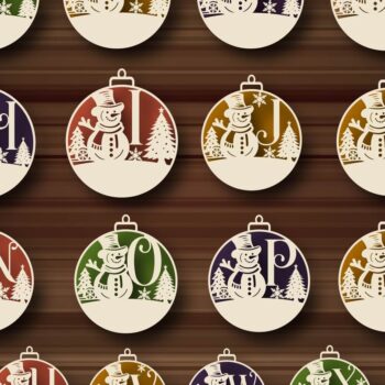 Intra απο ξύλο plywood 3mm-4mm πάχος A-Z Name , Christmas Ball Δίασταση 20x30 cm INTRAFABR-108341924 - Image 2