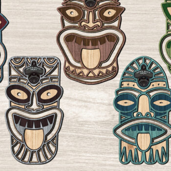 Intra απο ξύλο plywood 3mm-4mm πάχος Ανοιχτήρι μπύρας με μάσκα Αβορίγινων Δίασταση 15x15 cm INTRAFABR-26062677 - Image 1