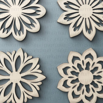 Intra απο ξύλο plywood 3mm-4mm πάχος Αφηρημένη κοπή χαρτιού με λέιζερ λουλουδιών Δίασταση 7x7 cm INTRAFABR-121268929 - Image 3
