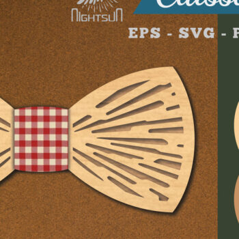 Intra απο ξύλο plywood 3mm-4mm πάχος Αφηρημένο παπιγιόν κοπής με λέιζερ 3 Δίασταση 15x15 cm INTRAFABR-112131293 - Image 1