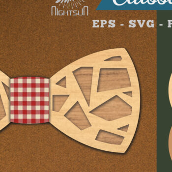 Intra απο ξύλο plywood 3mm-4mm πάχος Αφηρημένο παπιγιόν κοπής με λέιζερ 6 Δίασταση 15x15 cm INTRAFABR-112131352 - Image 1
