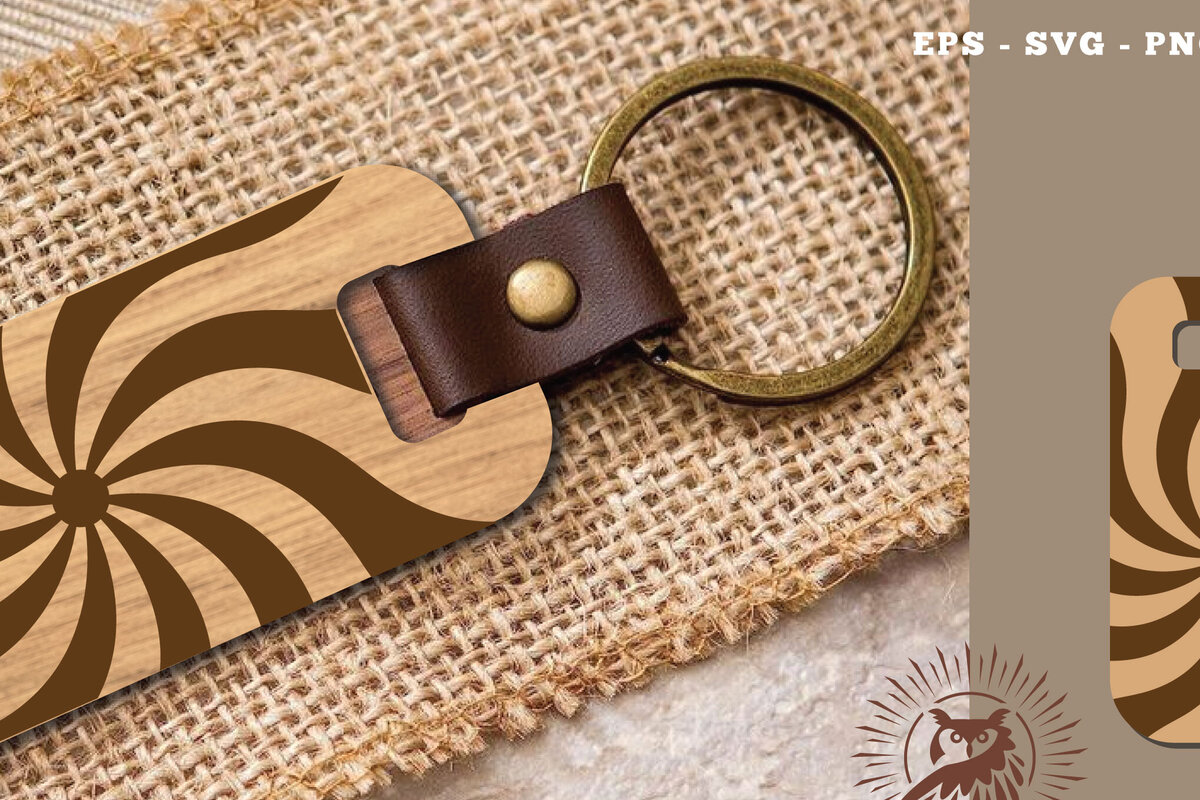 Intra απο ξύλο plywood 3mm-4mm πάχος Abstract Pattern Keychain κοπής με λέιζερ 6 Δίασταση 6x6 cm INTRAFABR-115706518