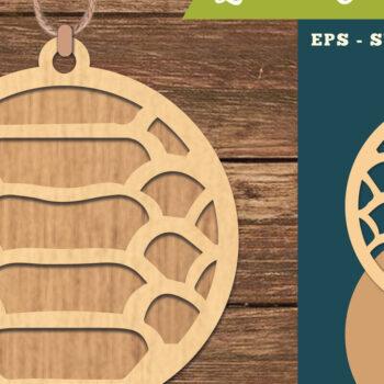 Intra απο ξύλο plywood 3mm-4mm πάχος Αφηρημένο μοτίβο κοπής με λέιζερ στολίδι Δίασταση 8x8 cm INTRAFABR-111468045 - Image 1