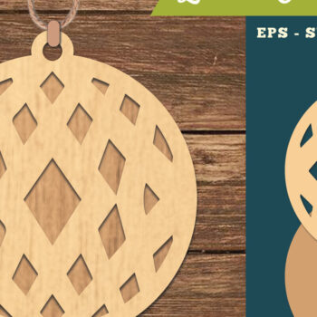 Intra απο ξύλο plywood 3mm-4mm πάχος Αφηρημένο μοτίβο κοπής με λέιζερ στολίδι Δίασταση 8x8 cm INTRAFABR-111468133 - Image 1