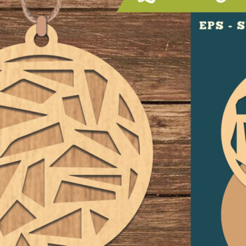 Intra απο ξύλο plywood 3mm-4mm πάχος Αφηρημένο μοτίβο κοπής με λέιζερ στολίδι Δίασταση 8x8 cm INTRAFABR-111467999 - Image 1