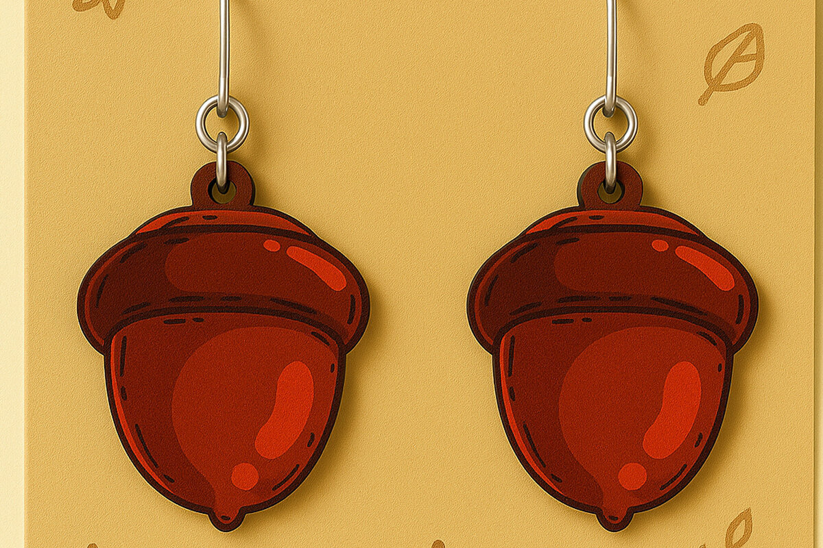 Intra απο ξύλο plywood 3mm-4mm πάχος Σκουλαρίκια Acorn Φθινοπωρινό σχέδιο Δίασταση 2x2 cm INTRAFABR-125232185