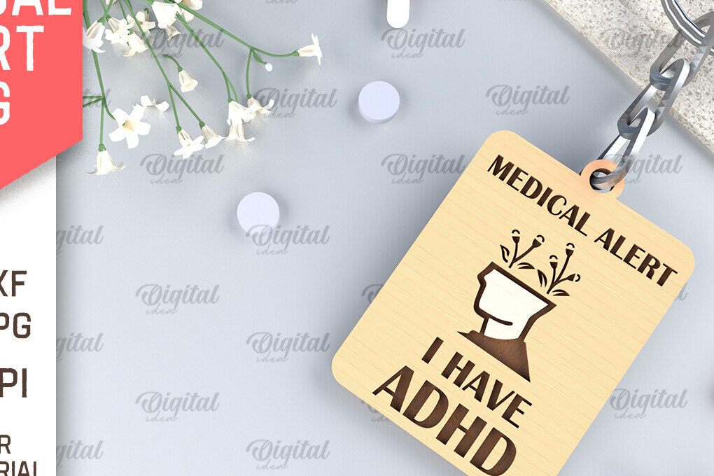 Intra απο ξύλο plywood 3mm-4mm πάχος ADHD Alert Tag . Ετικέτα ιατρικής ειδοποίησης Δίασταση 30x20 cm INTRAFABR-97159596