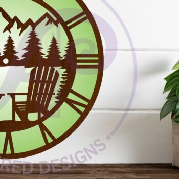 Intra απο ξύλο plywood 3mm-4mm πάχος Ρολόι τοίχου Adirondack Chair Mountains Δίασταση 8x8 cm INTRAFABR-121386806 - Image 1