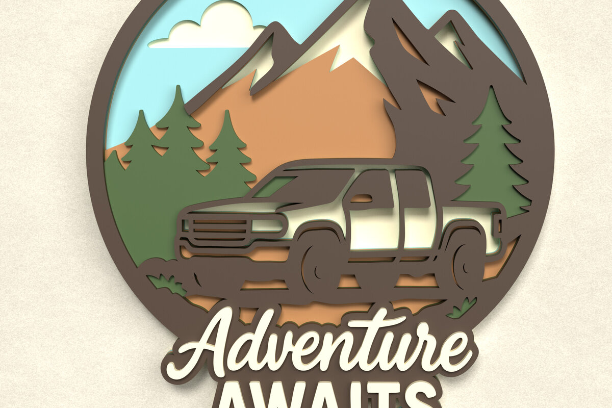 Intra απο ξύλο plywood 3mm-4mm πάχος Πινακίδα Truck Awaits Adventure Δίασταση 8x8 cm INTRAFABR-125220487