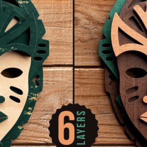 Intra απο ξύλο plywood 3mm-4mm πάχος Αφρικανική φυλετική μάσκα τρισδιάστατο κομμένο Δίασταση 15x15 cm INTRAFABR-33817659 - Image 6