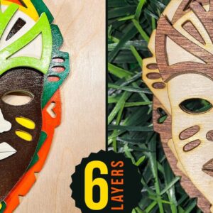 Intra απο ξύλο plywood 3mm-4mm πάχος Αφρικανική φυλετική μάσκα τρισδιάστατο κομμένο Δίασταση 15x15 cm INTRAFABR-33817659 - Image 8