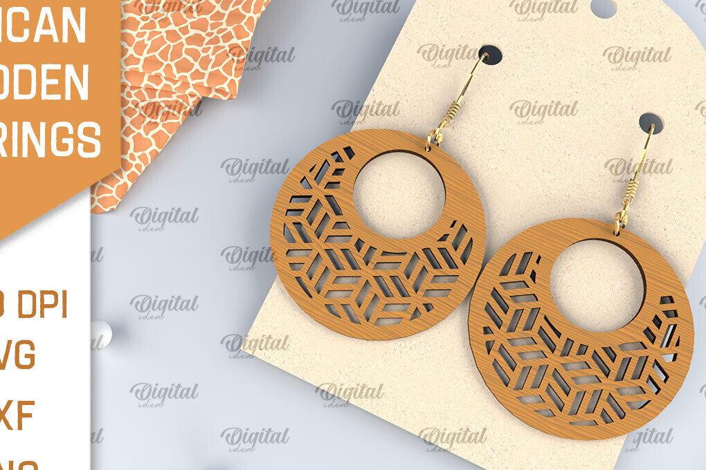 Intra απο ξύλο plywood 3mm-4mm πάχος Αφρικανικά ξύλινα σκουλαρίκια Σχέδιο κοπής με λέιζερ Δίασταση 3x3 cm INTRAFABR-102056602