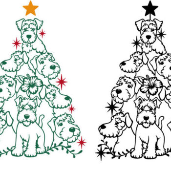 Intra απο ξύλο plywood 3mm-4mm πάχος Χριστουγεννιάτικο δέντρο Airedale Terrier Δίασταση 30x20 cm INTRAFABR-85921765 - Image 1