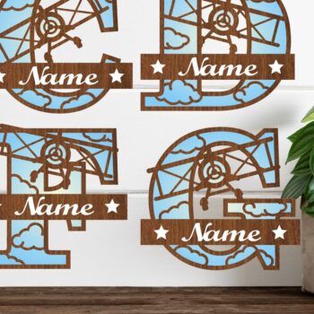 Intra απο ξύλο plywood 3mm-4mm πάχος γραμμάτων μονογράμματος αεροπλάνου Δίασταση 30x20 cm INTRAFABR-74229185 - Image 1