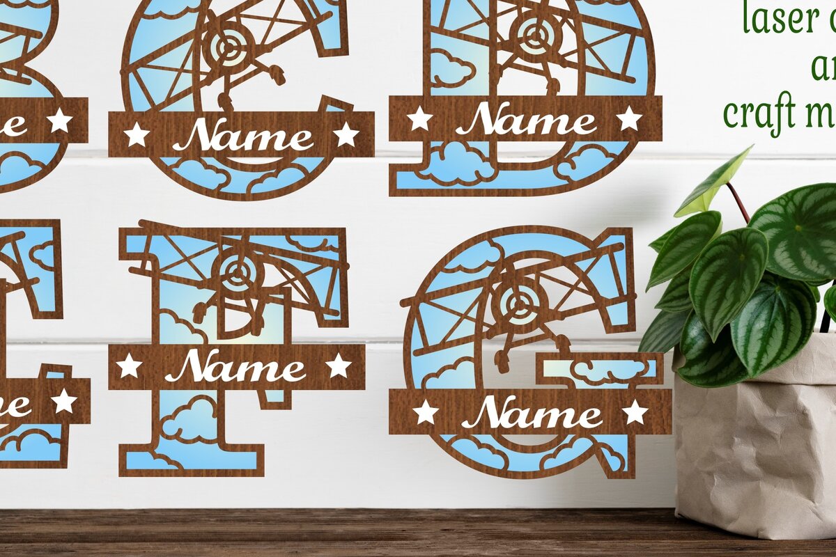 Intra απο ξύλο plywood 3mm-4mm πάχος γραμμάτων μονογράμματος αεροπλάνου Δίασταση 30x20 cm INTRAFABR-74229185