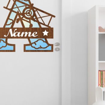 Intra απο ξύλο plywood 3mm-4mm πάχος γραμμάτων μονογράμματος αεροπλάνου Δίασταση 30x20 cm INTRAFABR-74229185 - Image 3