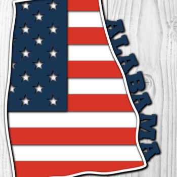 Intra απο ξύλο plywood 3mm-4mm πάχος Alabama USA 3D σημαία Δίασταση 1200x1200 cm INTRAFABR-65274804 - Image 1