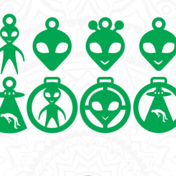 Intra απο ξύλο plywood 3mm-4mm πάχος κομμένο Χριστουγεννιάτικο Στολίδι Alien Δίασταση 8x8 cm INTRAFABR-21445145 - Image 1