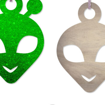 Intra απο ξύλο plywood 3mm-4mm πάχος κομμένο Χριστουγεννιάτικο Στολίδι Alien Δίασταση 8x8 cm INTRAFABR-21445145 - Image 2