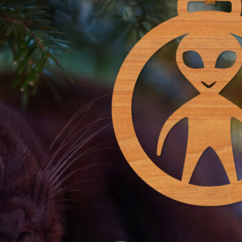 Intra απο ξύλο plywood 3mm-4mm πάχος κομμένο Χριστουγεννιάτικο Στολίδι Alien Δίασταση 8x8 cm INTRAFABR-21445145 - Image 4