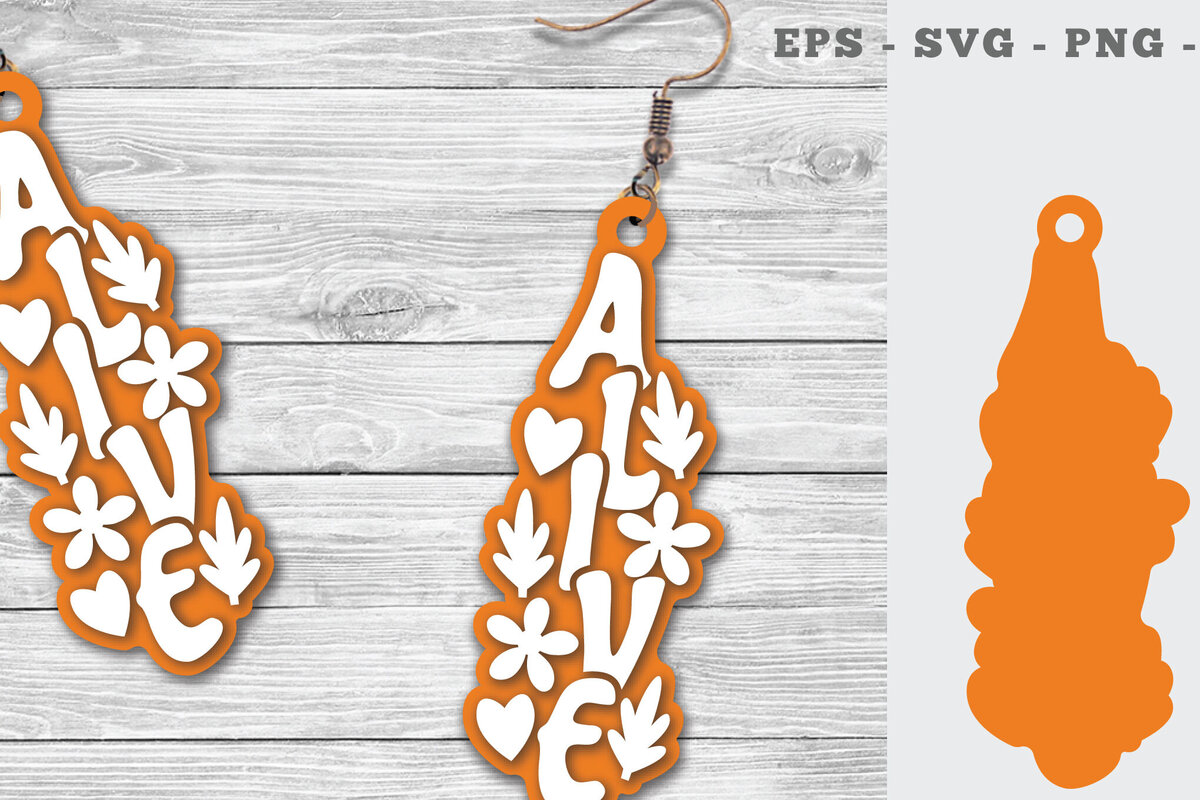 Intra απο ξύλο plywood 3mm-4mm πάχος Σκουλαρίκια Alive  Δίασταση 3x3 cm INTRAFABR-111697906